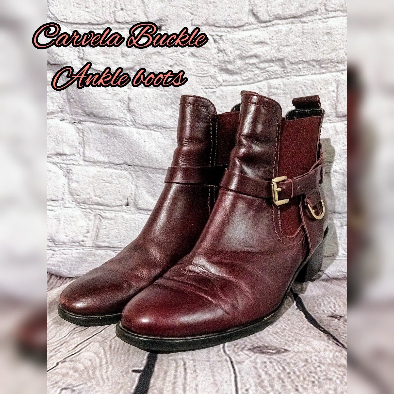 Carvela Saddle Leather Buckle Flat Ankle Boots